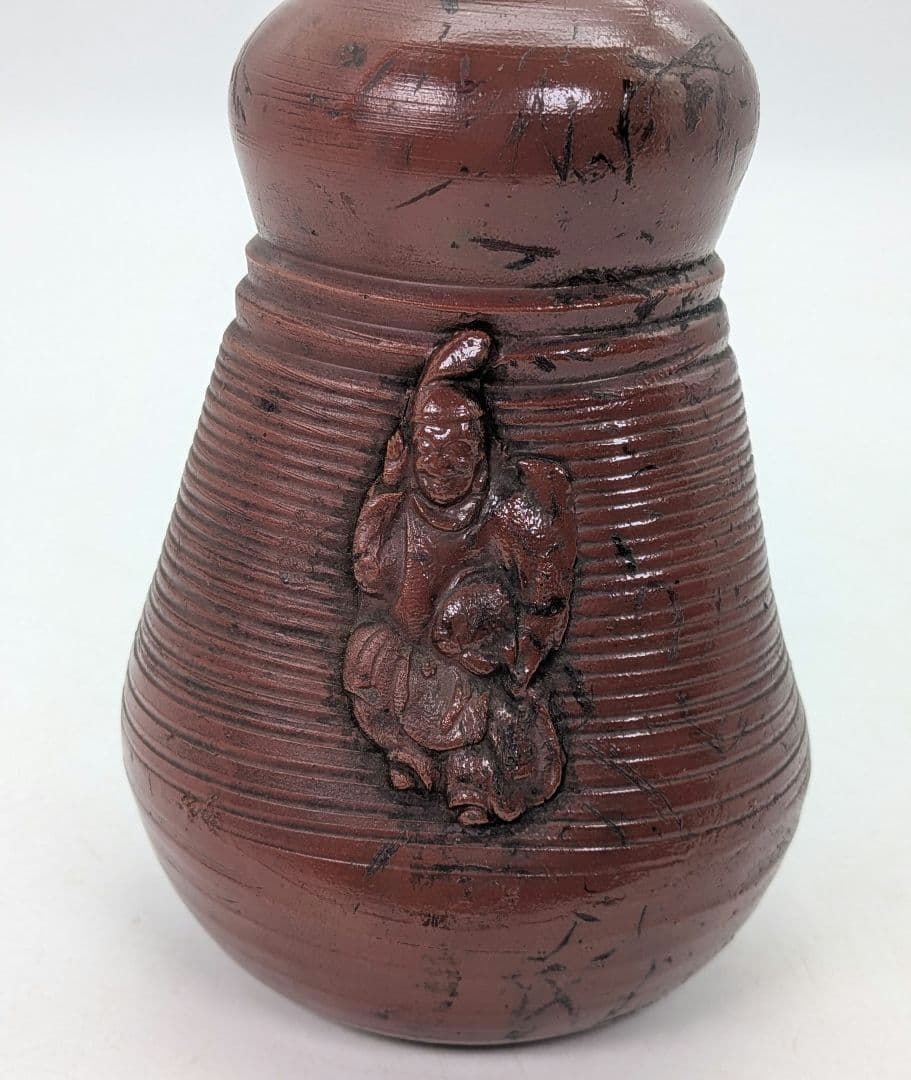 江戸末期 古備前 三方徳利 合箱合布 人形徳利 とっくり 一輪挿し花入 備前焼