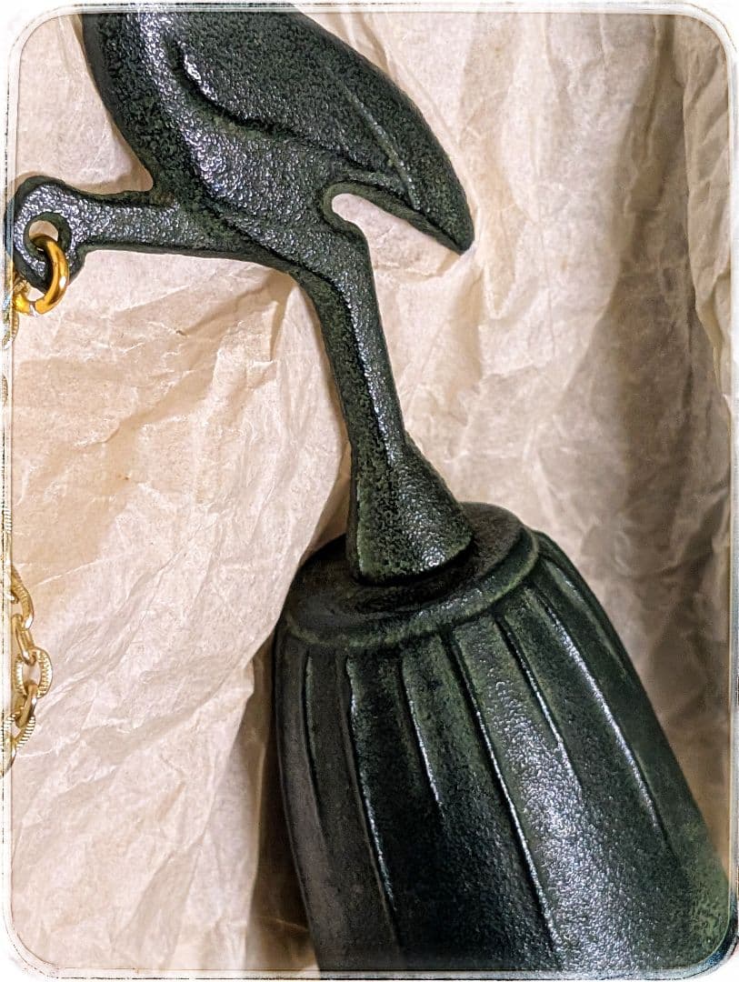 【未使用 希少】昭和レトロ 南部鉄器 風鈴 鶴 特産 伝統工芸 時代物 箱付