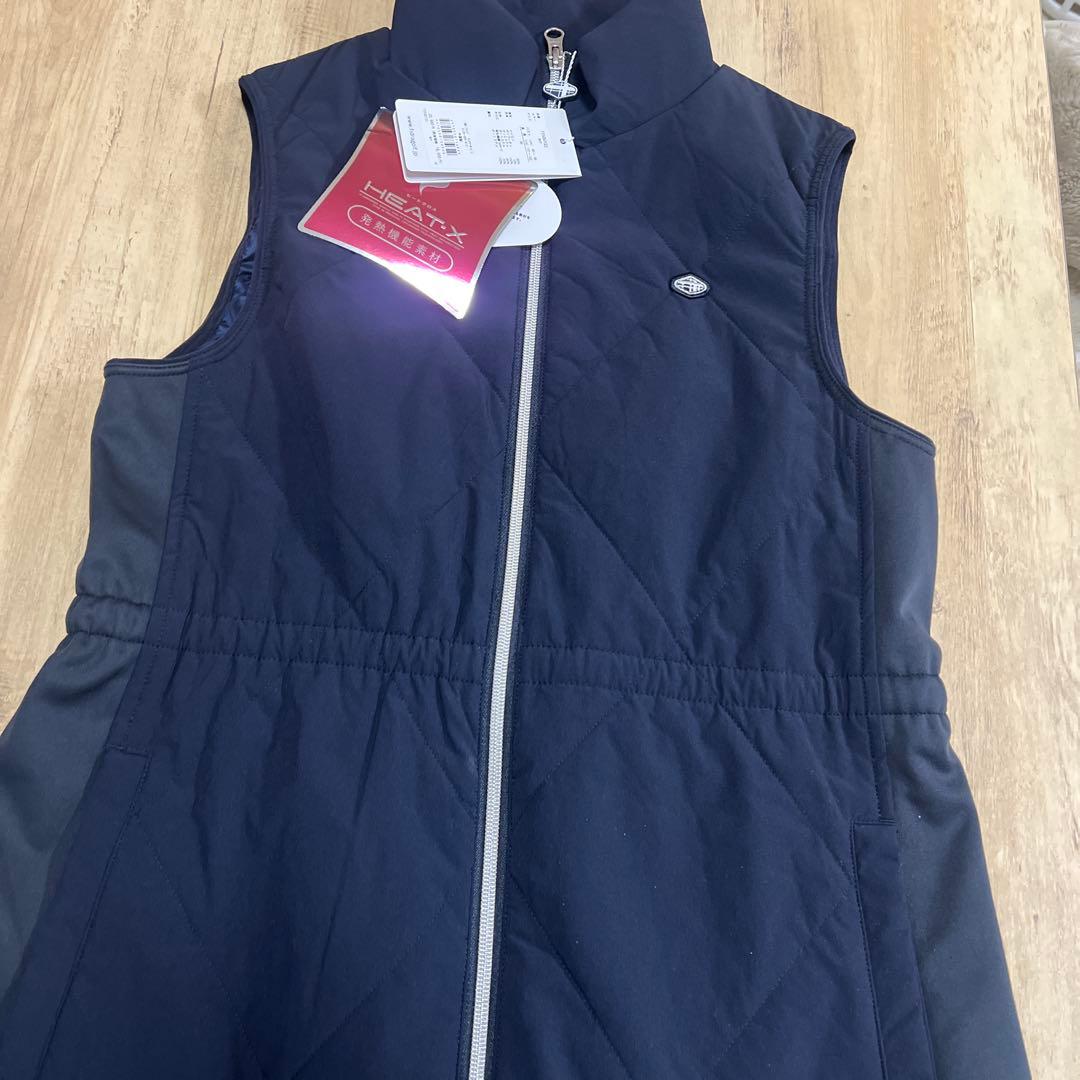 FIDRA ネイビー キルティング ベスト ハイネック