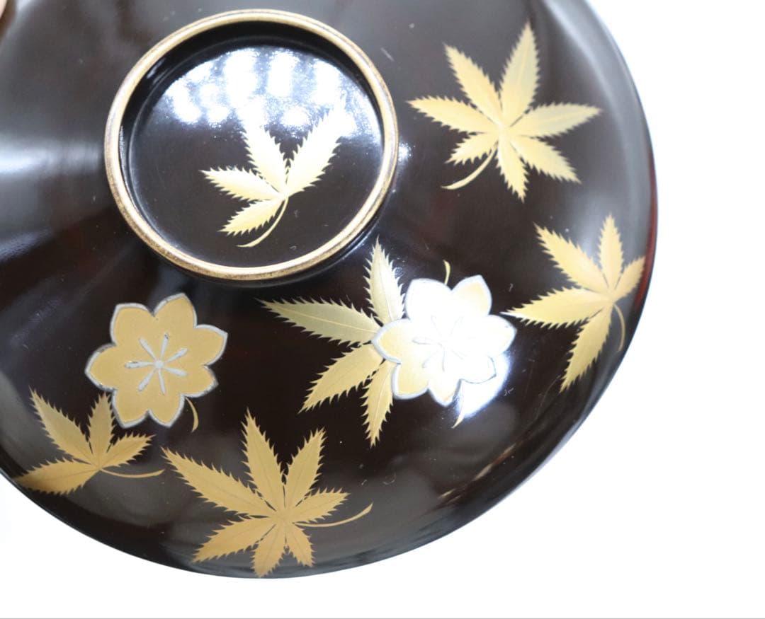 寛政11年　輪島塗　蒔絵紅葉紋お椀10個　木製　古民具　送料込み260131