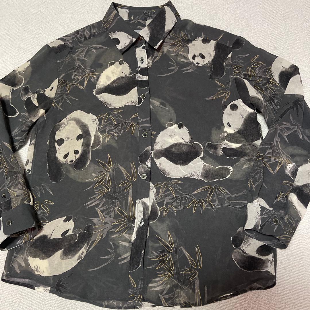 【未使用に近い】Powder パウダー　下迫秀樹　パンダ柄シャツブラウス