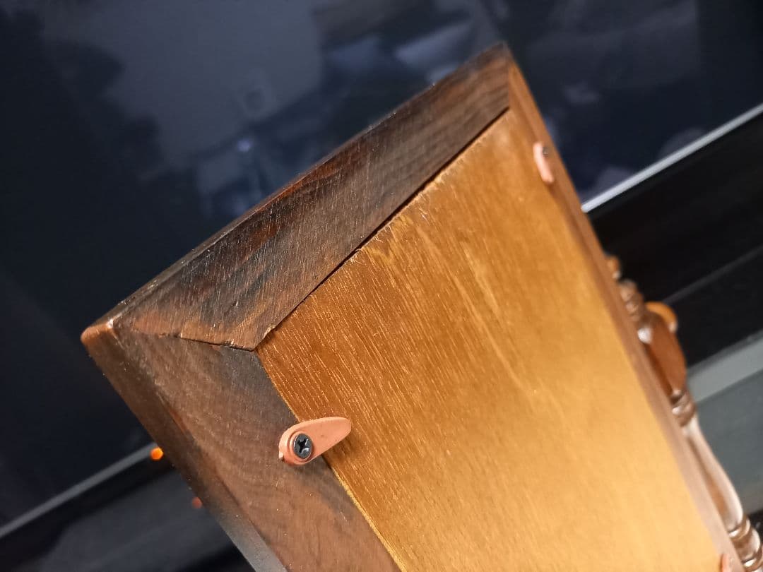 1970's　ヴィンテージ　コロニアル　ウッド　テーブル　スタンド　ミラー