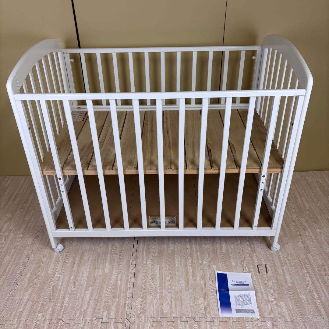 ☆除菌清掃済☆カトージ　立ちベッド4ポジション　ホワイト　すのこ床板　ハイタイプ