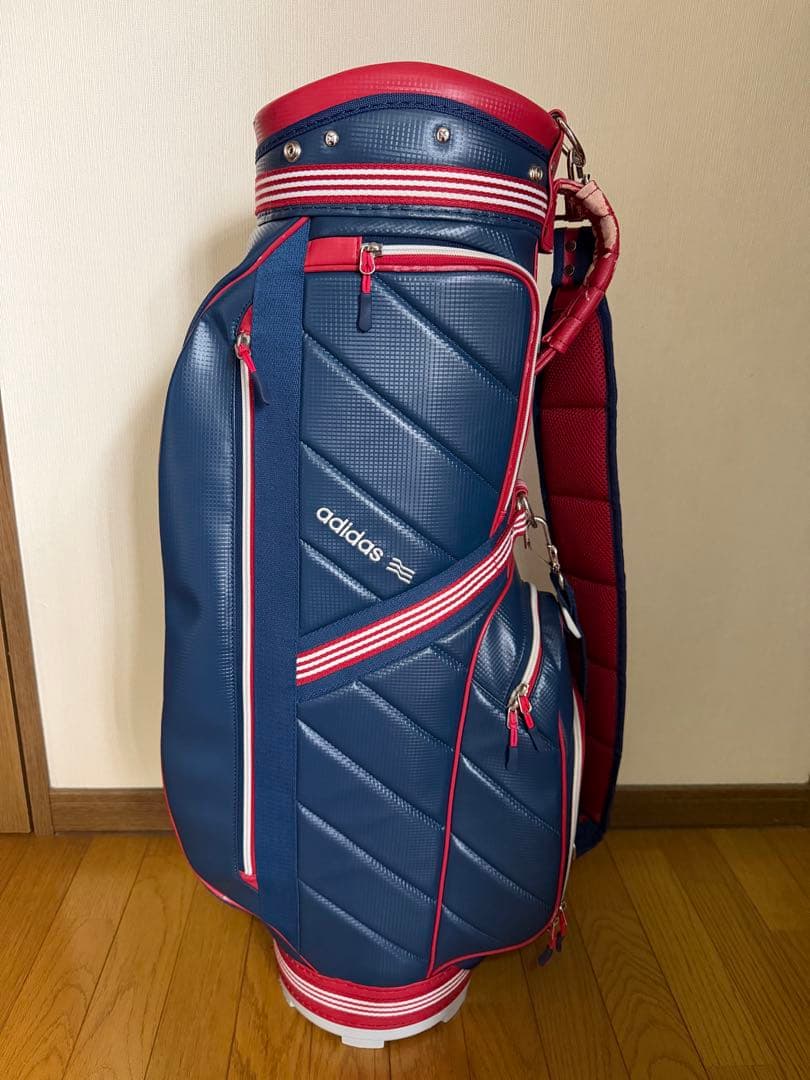 【adidas】キャディバッグ ゴルフバッグ ネイビー×レッド