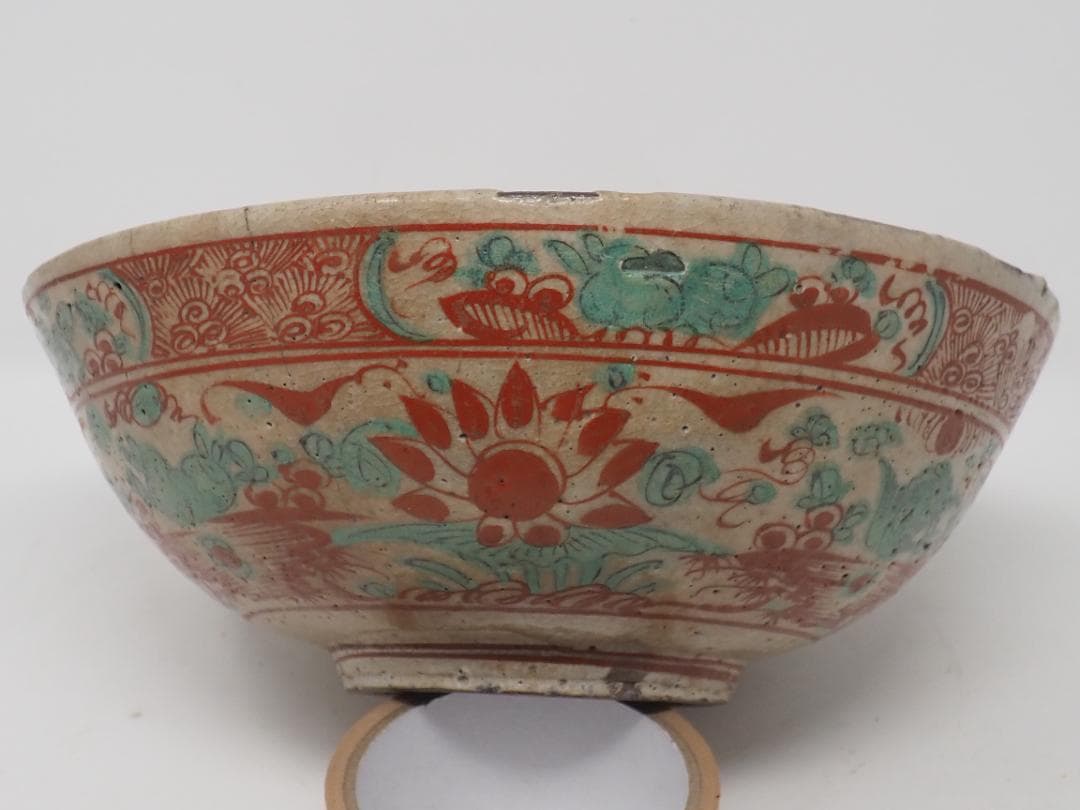 呉須　赤絵　大鉢　木箱入り　飛騨國　福田製