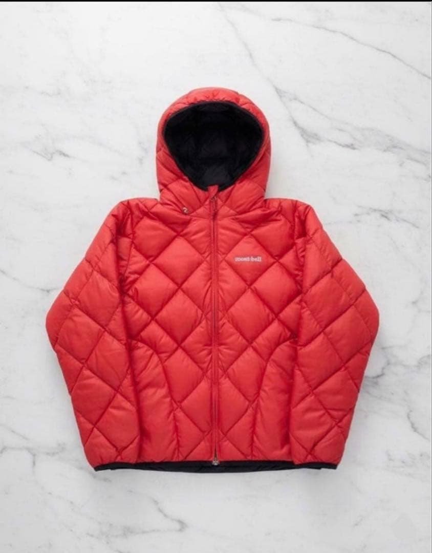希少サイズmont-bell ダウンジャケット キルティングリバーシブル 黒/赤