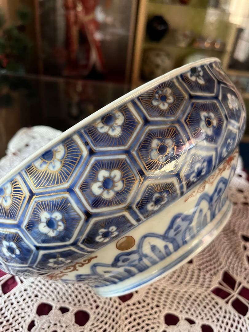 古伊万里 江戸中期 二重高台 骨董品 時代物 色絵