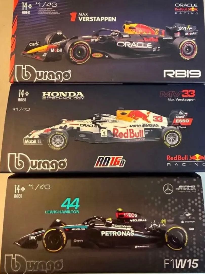 Bburago 1/43 ミニカーセット RB19 RB16 F1W15