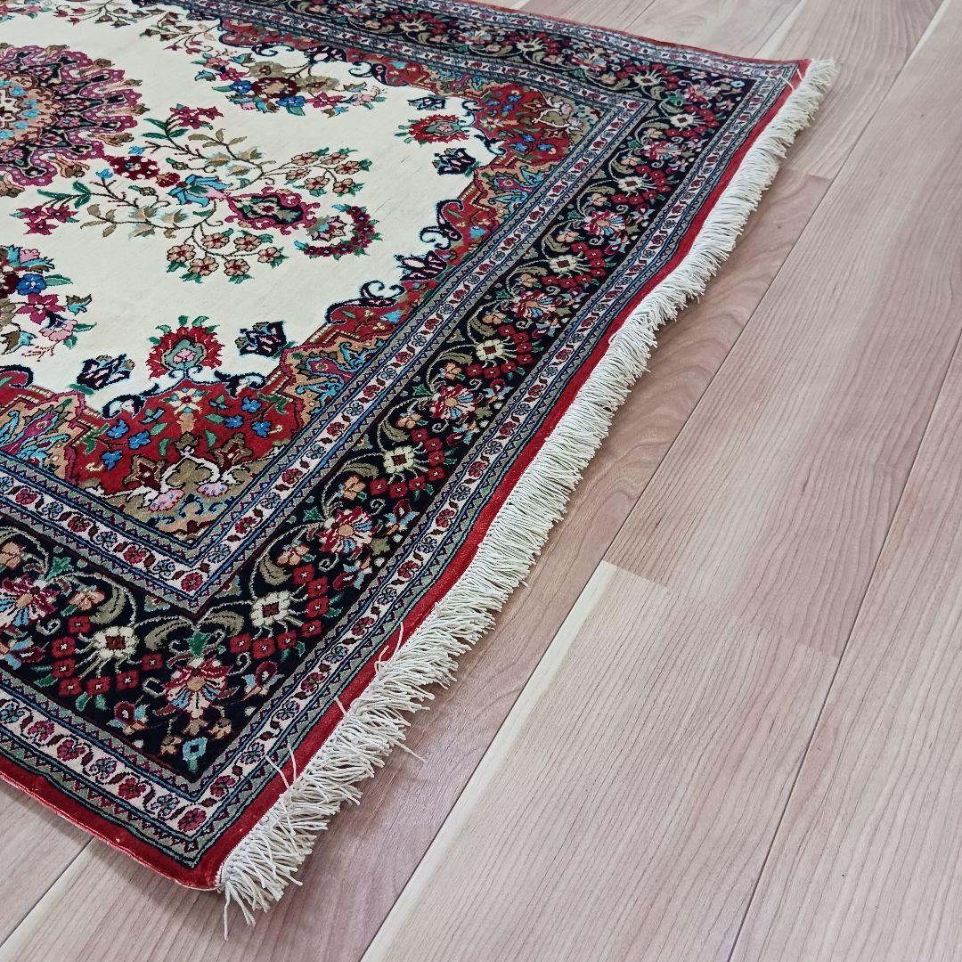 専用Y3007 高級ペルシャ絨毯 クム産 シルク 手織81万ノット147×98㎝