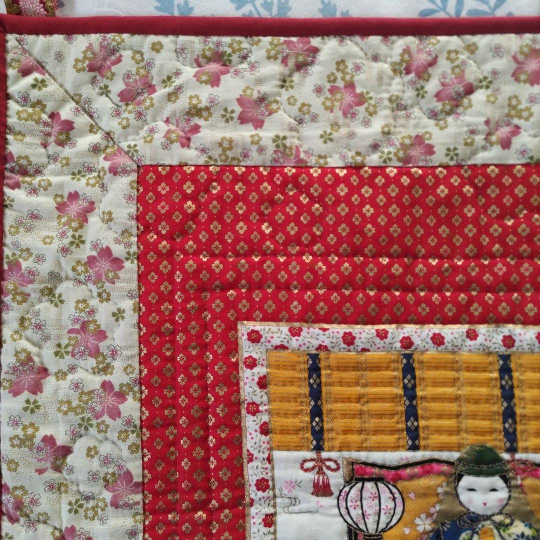 ❣️お雛様パネルレッド系（パッチワークキルトタペストリー❣️ ハンドメイド