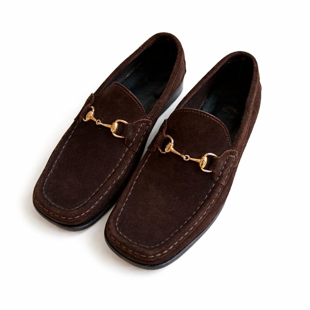 GUCCI　ホースビット　ローファー　スエード　ローカット　ブラウン　23cm