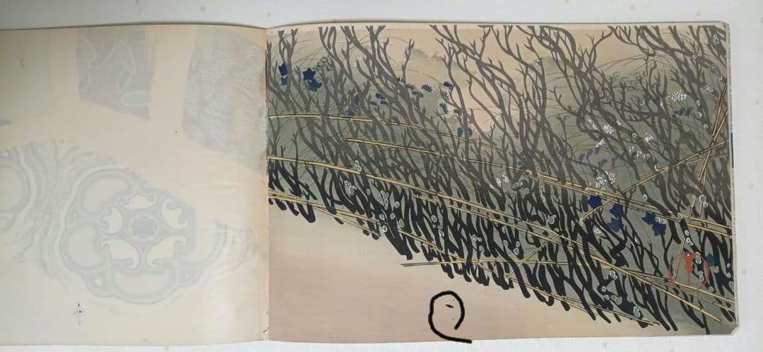 琳派神坂雪佳の稀版画図案画帖ちく佐（弐)図案版画12図柄揃い明治34年出版