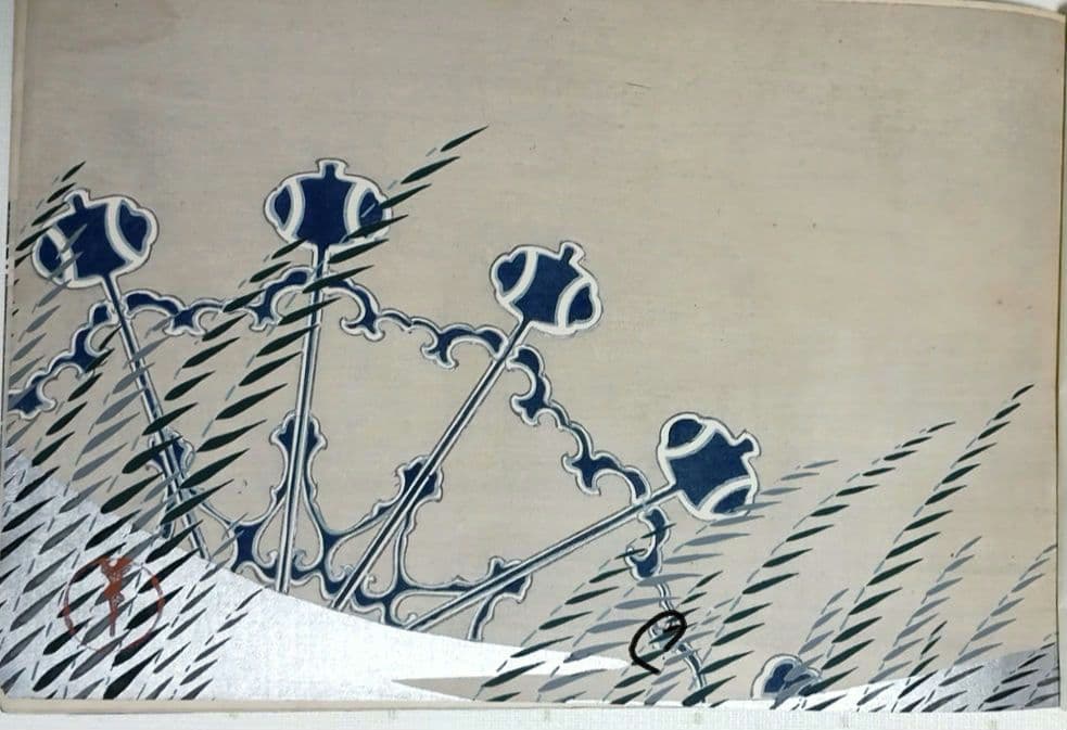 琳派神坂雪佳の稀版画図案画帖ちく佐（弐)図案版画12図柄揃い明治34年出版