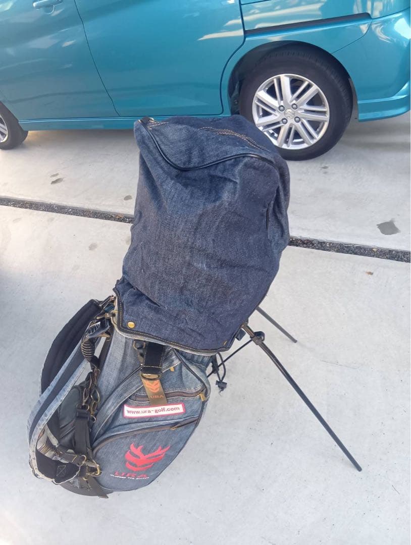 サブバッグ収納オリジナル加工品！URAゴルフ デニム キャディバッグ 8.5型