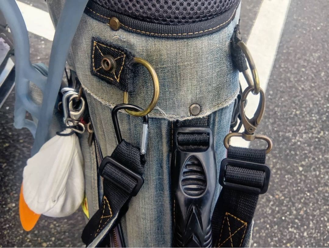 サブバッグ収納オリジナル加工品！URAゴルフ デニム キャディバッグ 8.5型