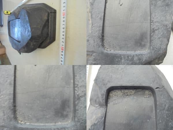 AKa6252　古い　大きな　硯　大きな横割れ２本あり　書道具