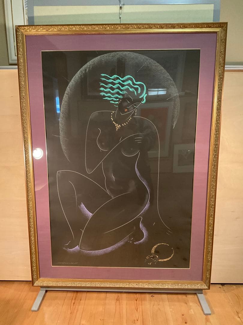 工藤村正　「裸婦」　パステル画　直筆サイン有り