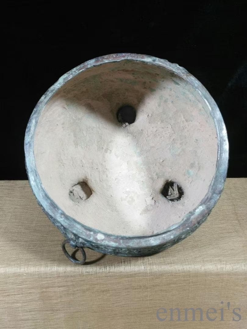 中国古美術 春秋 青銅器 三鹿蟠螭紋 円敦 禮器 食器 耳付造形 古美術 供饌器