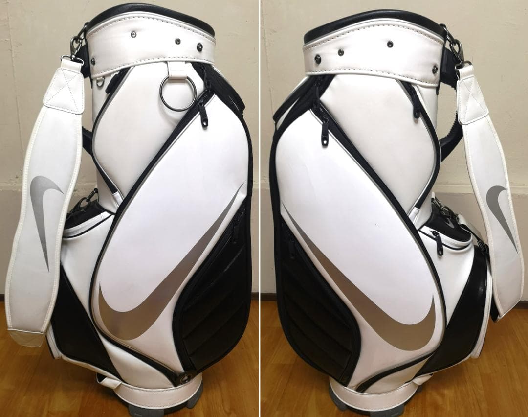美品NIKE ナイキのアジアカートキャディバッグ(GF3006 白/黒/銀)