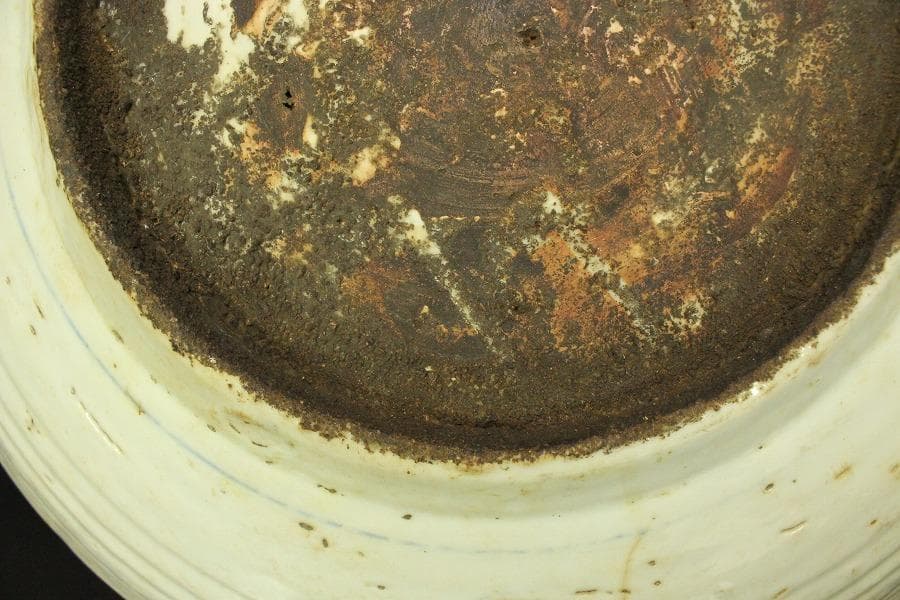 中国美術 青花 呉須 古染付 帆船図 大皿 φ47cm 明 貿易船(LC647)