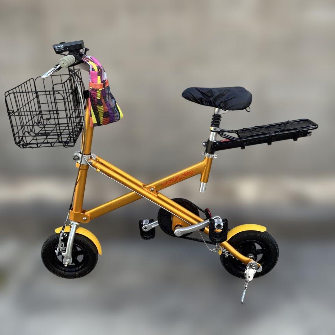 折りたたみ自転車 ゴールド 前部バスケット付き