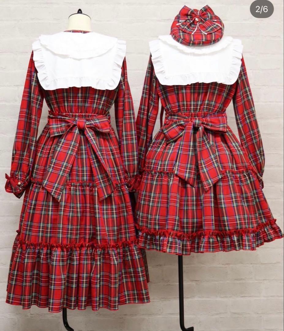 Amavel Dolly Holidayチェックティアードワンピース