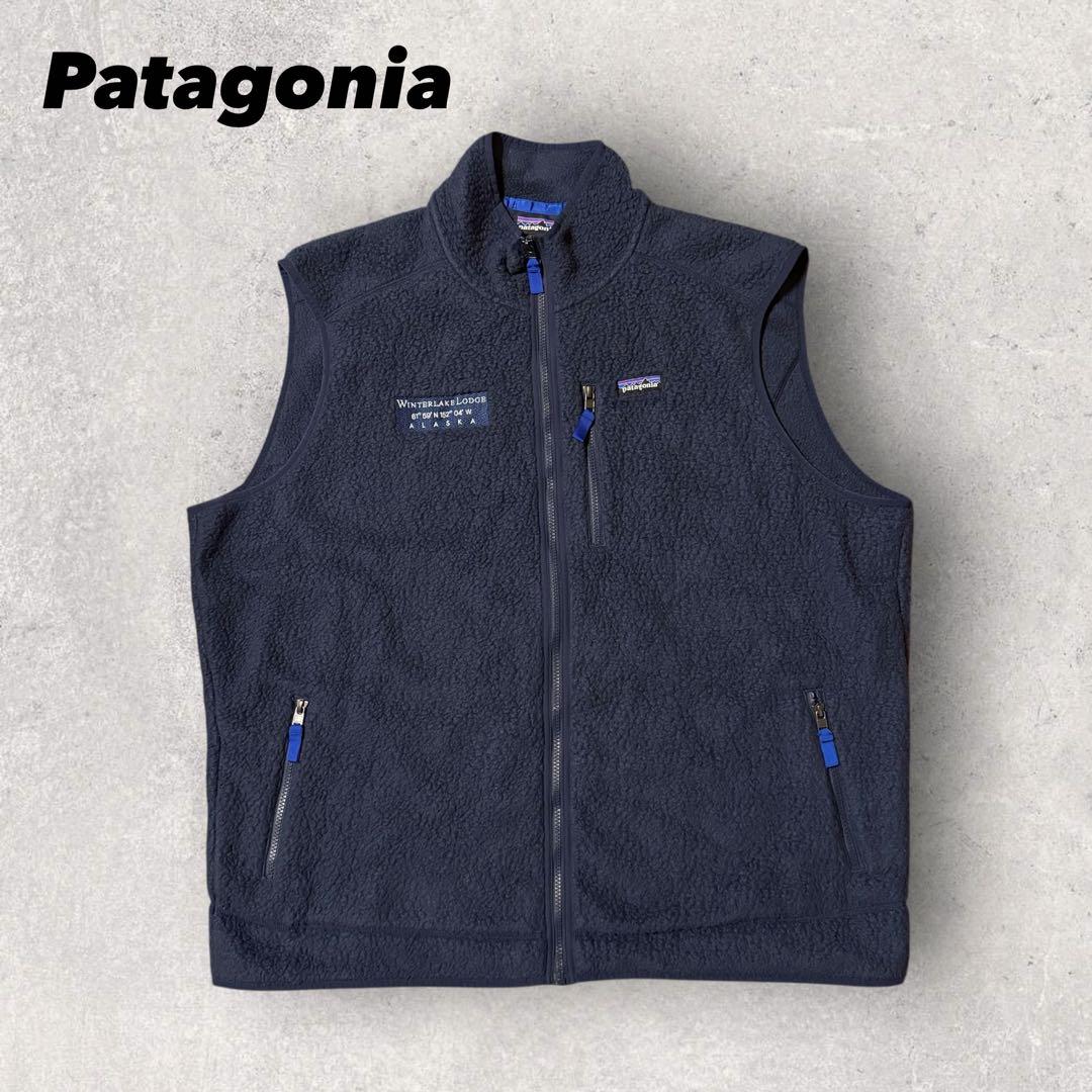 【パタゴニア】ボアフリースベスト　3XL ネイビー　ビックサイズ　21年製