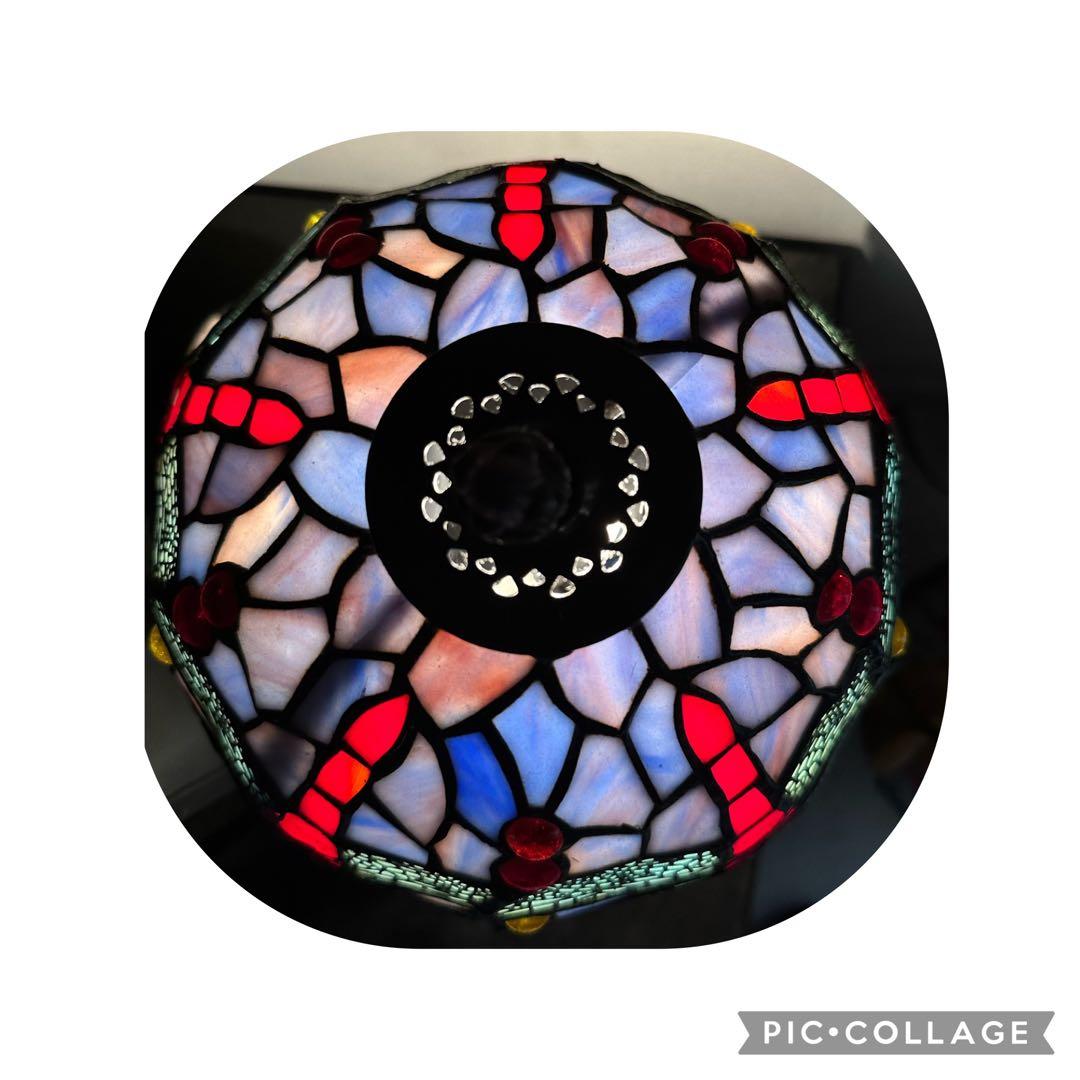 綺麗❣️ステンドグラス　卓上　ランプ　スタンド　トンボ　アンティーク