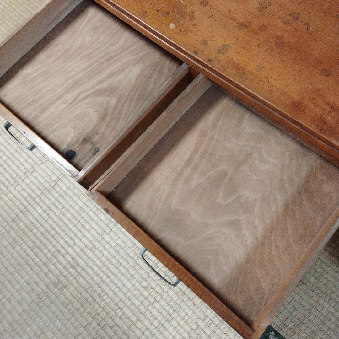 昭和レトロ 木製 ブラウン 文机 引き出し付き