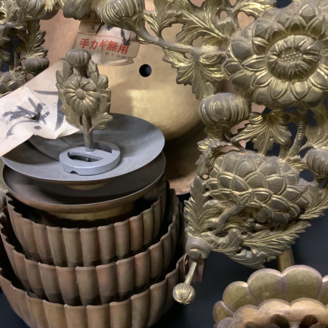 極上・菊輪灯・浄土真宗・本堂用・京仏具・仏像・宣徳・銅鑼・妙鉢・煎茶道具