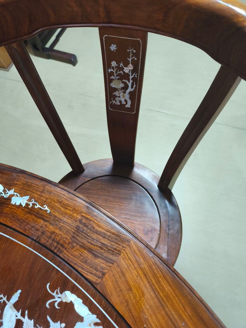 【高級】円卓/ダイニングセット6人用［引取り限定/回転テーブル・ガラス天板付き】