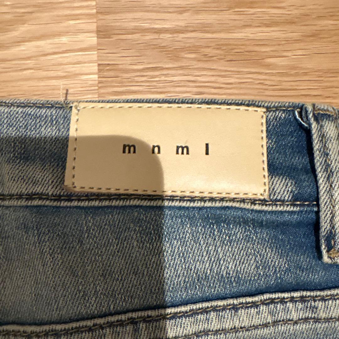 mnml ダメージ加工 スキニーデニムライトブルー