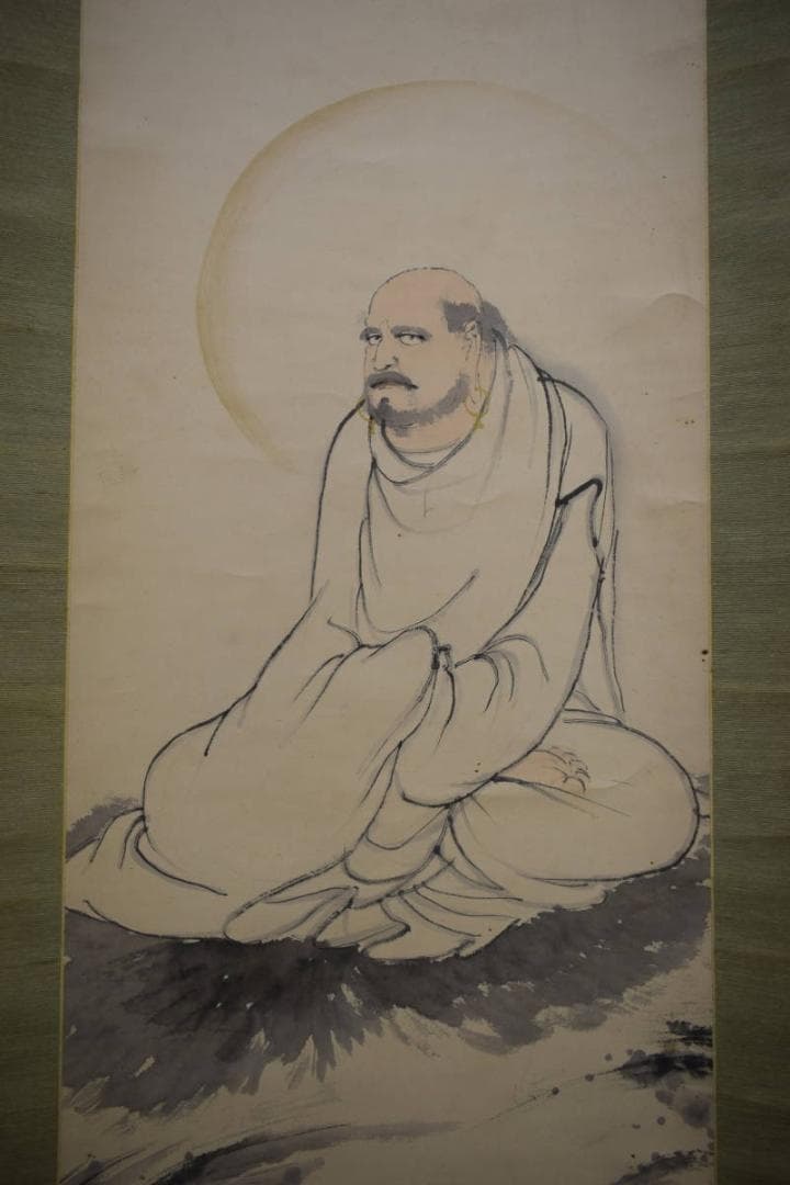 真作/織田観潮/達磨図/桐共箱付/布袋屋掛軸HH-963