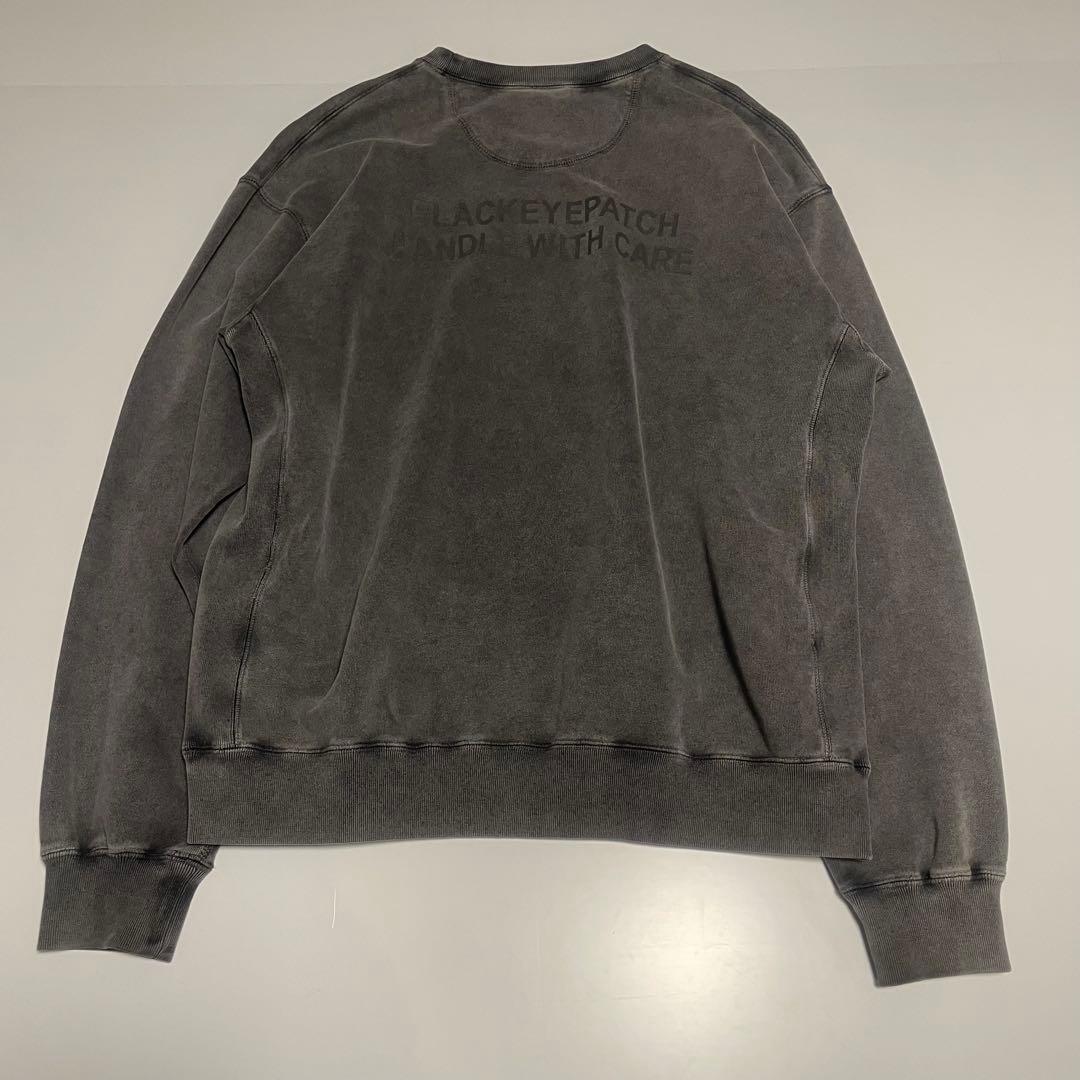 Black Eye Patch フェード　取扱注意スウェット　グレー　L 墨黒