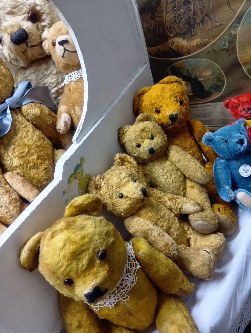 ♥Steiff シュタイフ　ヴィンテージベア　レッド・ブルー2体Set♥