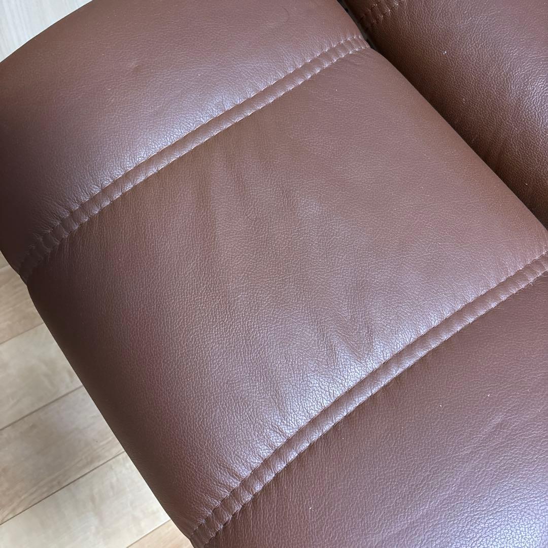 福岡市近郊送料無料 ブラウン レザー リクライニングチェア オットマン付