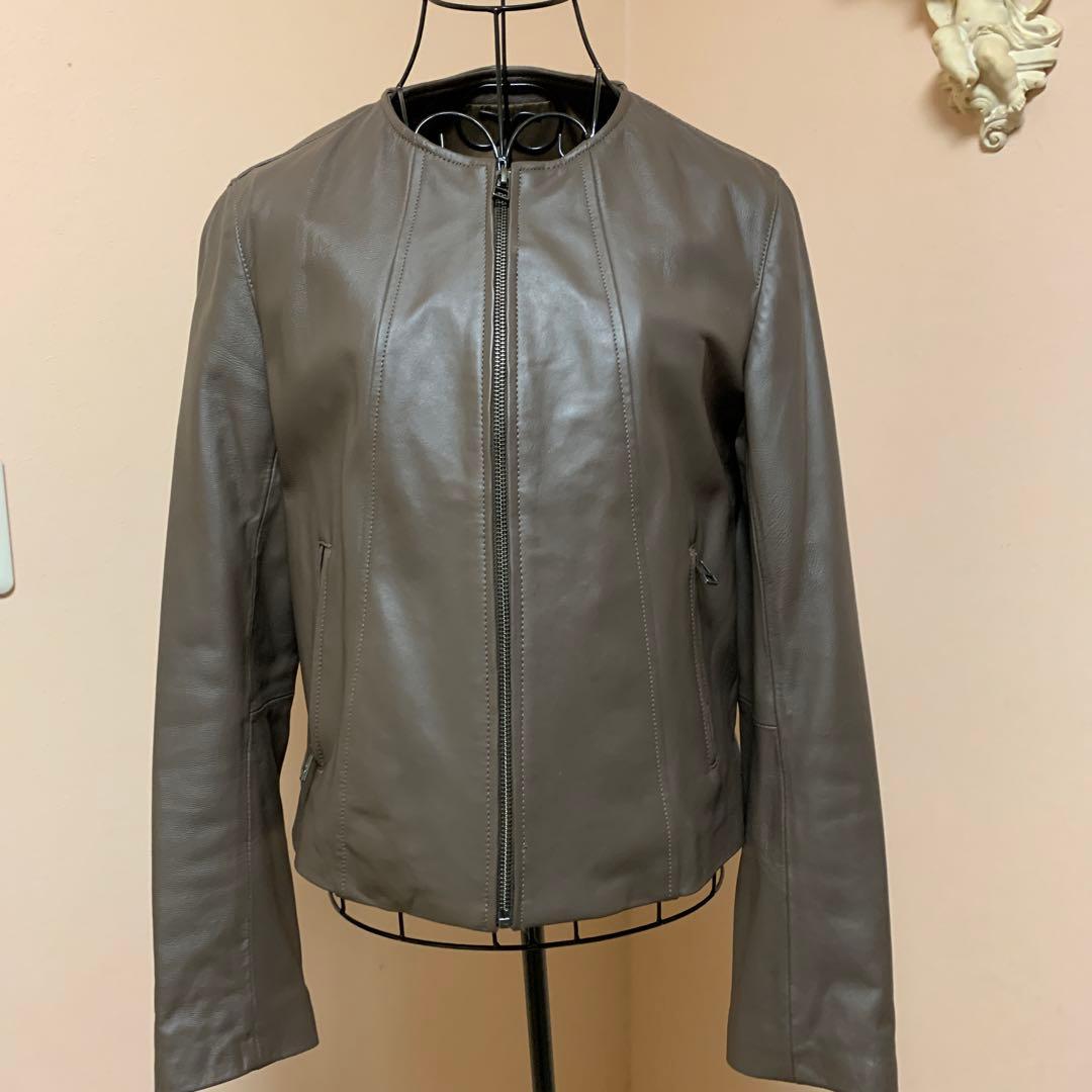 羊革　ノーカラーレザージャケット