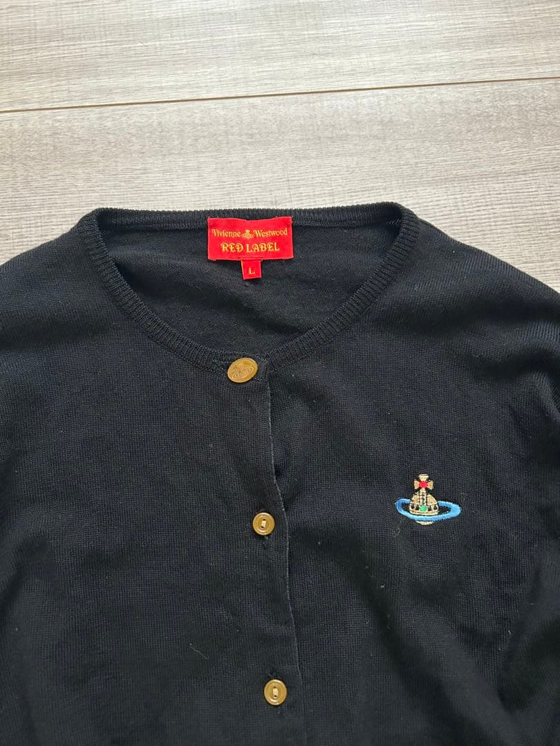 イタリア製　ヴィヴィアンウエストウッド　カーディガン オーブ刺繍＆ボタン L 黒