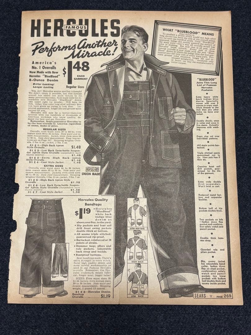 USA VINTAGE SEARS HERCULES 1937年 本物広告