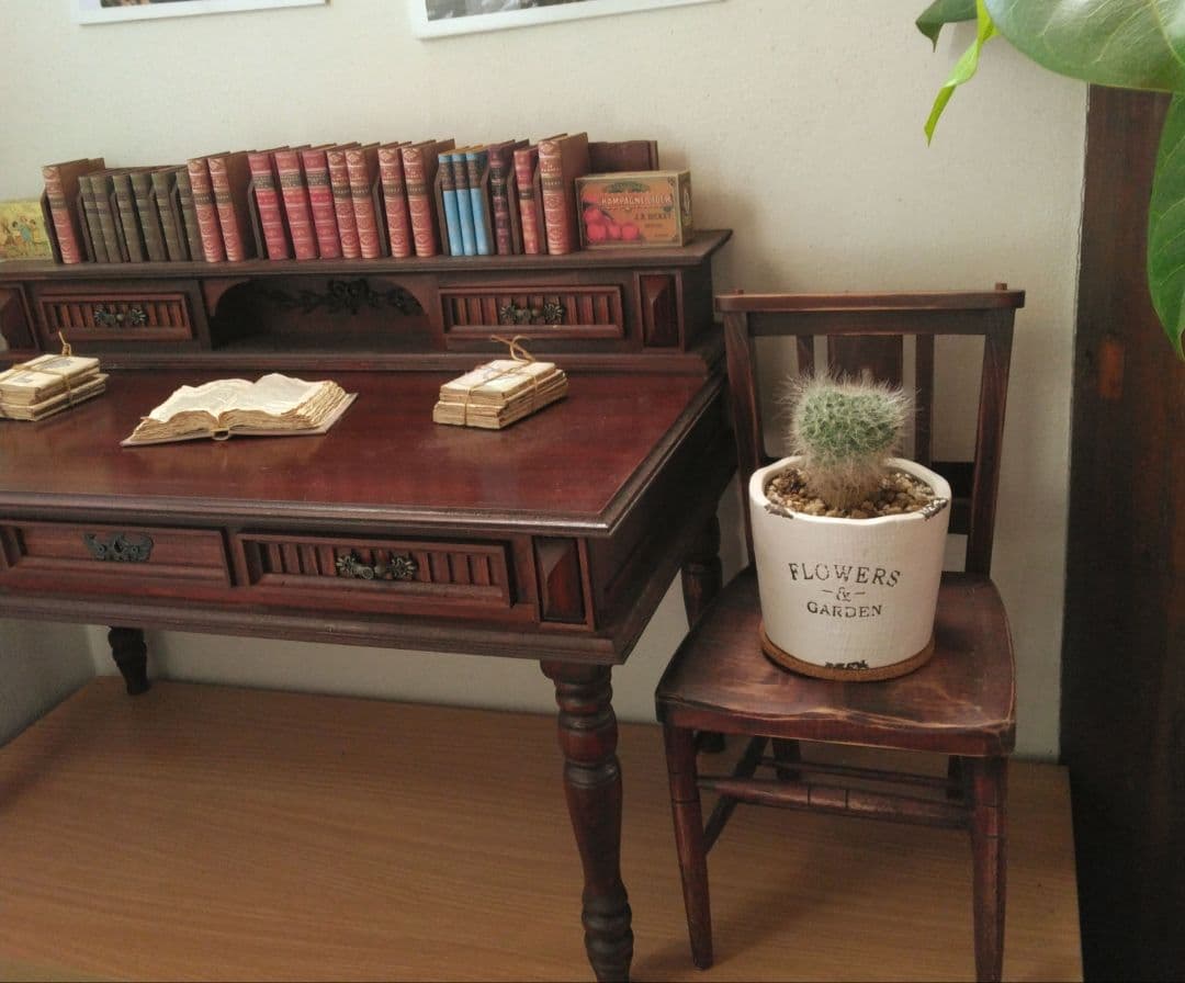 【一点もの】 高級 木製 西洋アンティーク ミニデスク　 引き出し付