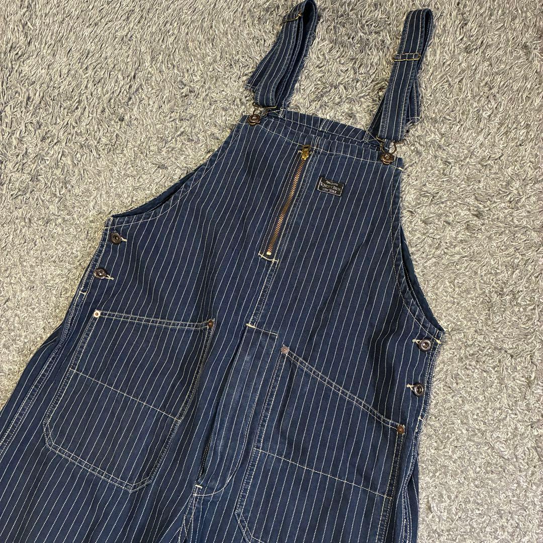 【美品】Schott オールドヒッコリー デニム オーバーオール L ストライプ