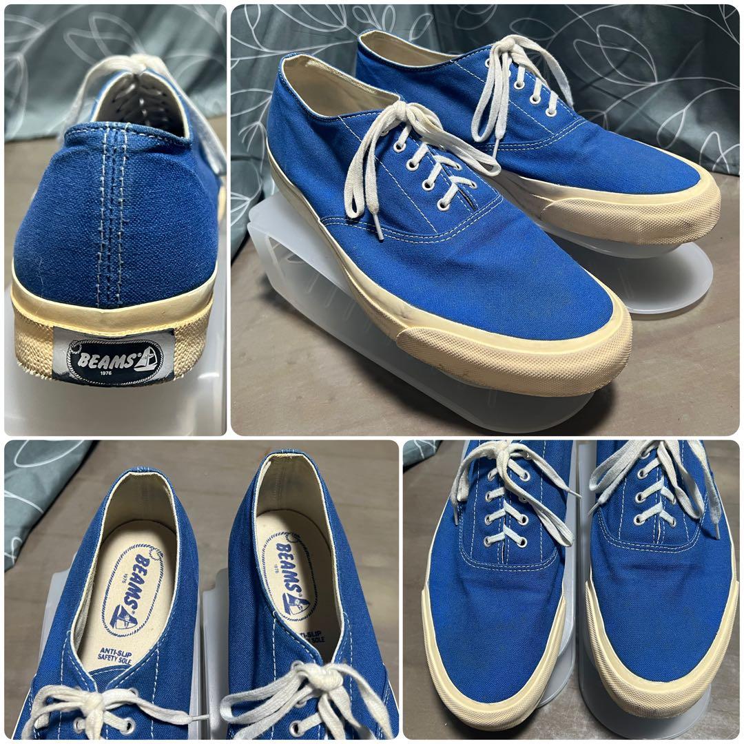 BEAMS 青 キャンバス スニーカー