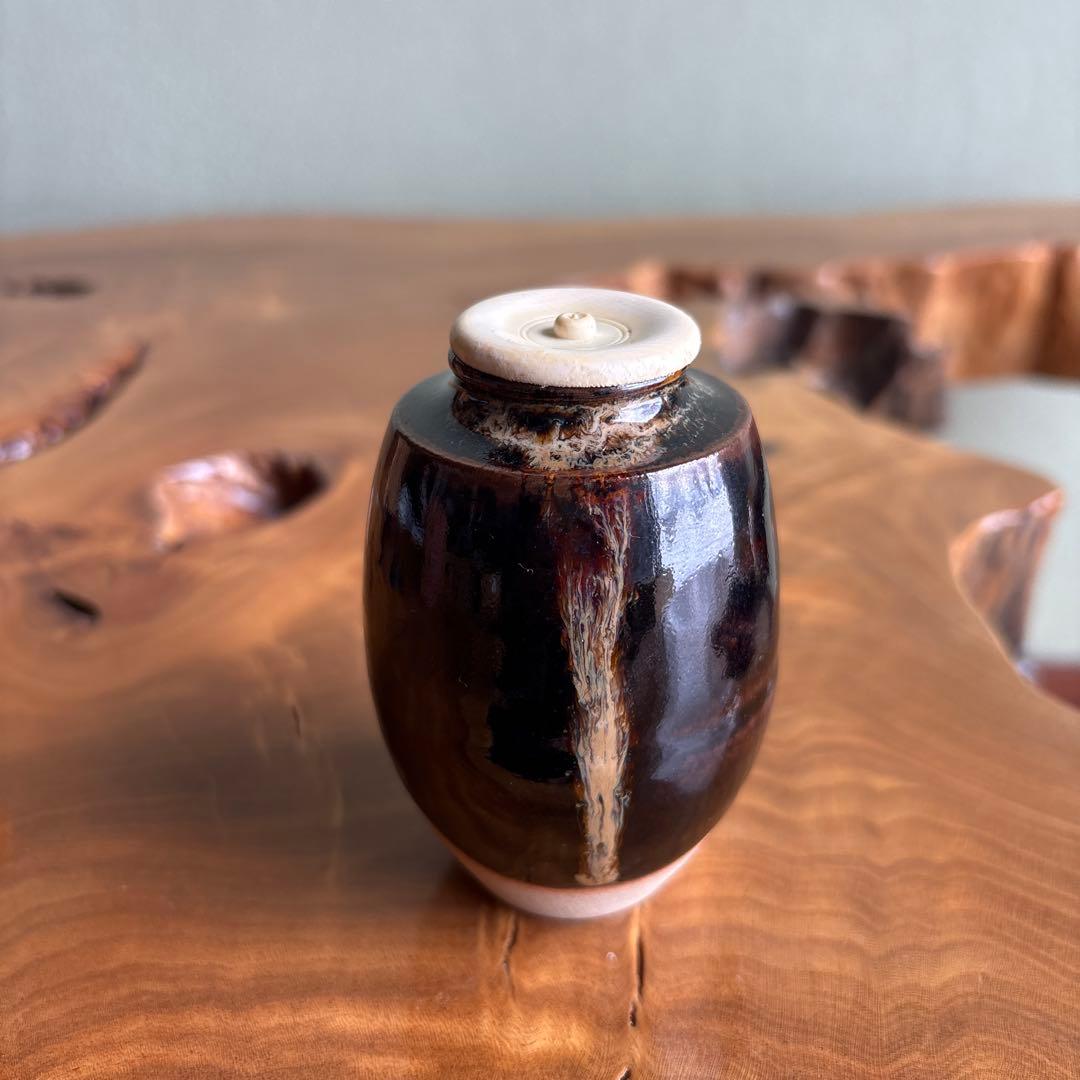 肩衝茶入 桶谷定一造 茶道具 共箱 仕覆付き