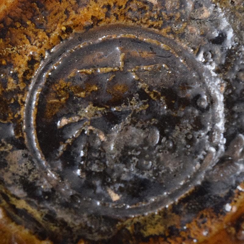 茶道具　大樋焼　菊形　香合　時代箱　N　7468