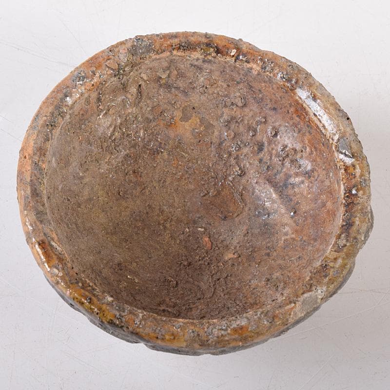 茶道具　大樋焼　菊形　香合　時代箱　N　7468