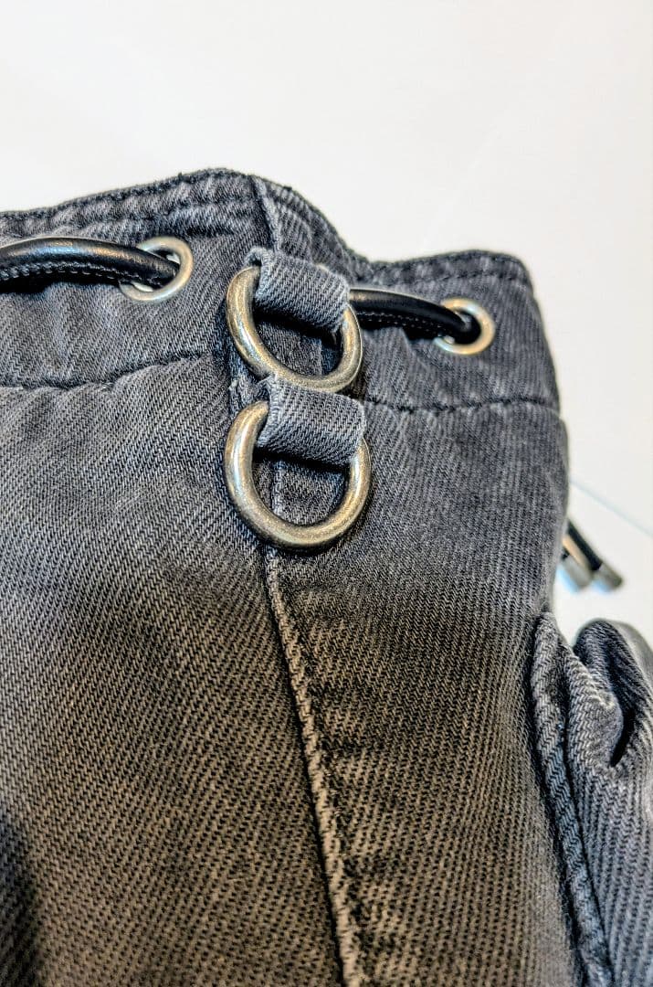 DIESEL ブラックデニムショルダーバッグ