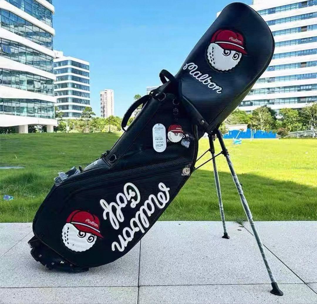 キャディーバッグ　黒　マルボンゴルフ MALBON GOLF スタンド