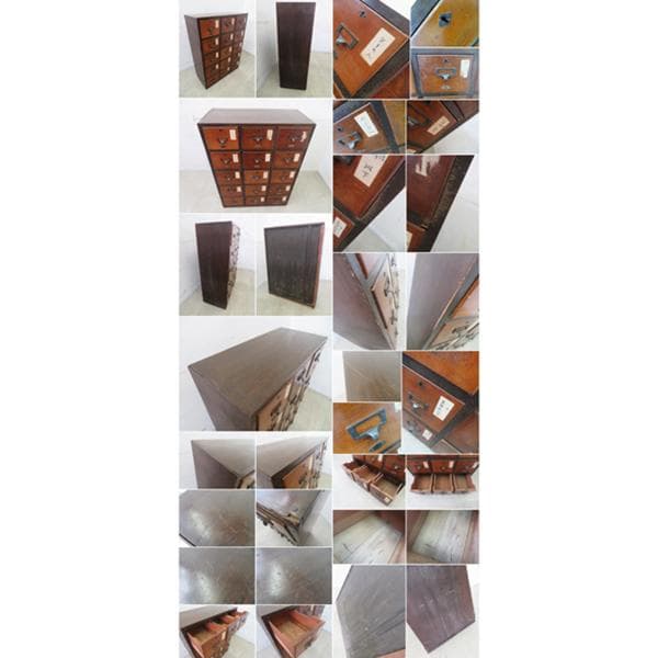 ヴィンテージ■3列5段薬箪笥■古家具■小引き出し■ネームプレート■レトロ