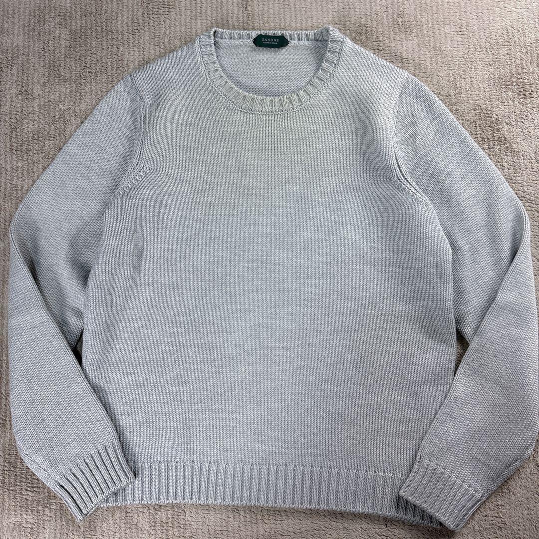 【美品】ZANONE ザノーネ 5ゲージ ニット グレー 46 クルーネック