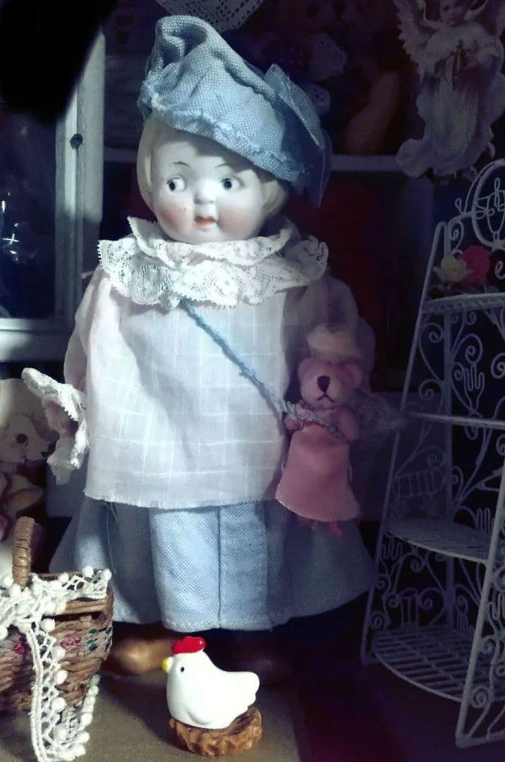 Hertwig❀アンティークビスクドール　大きめ20cm♪ミニベア付